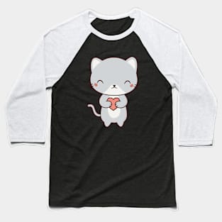 Kawaii Cute Cat Kitten Baseball T-Shirt